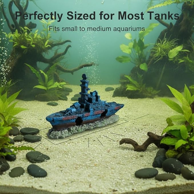J-star Fish Tank Decorations, Shipwreck Ship Aquarium Decor, Aquarium Fish Tank Landscape Decoration Resin Ornaments