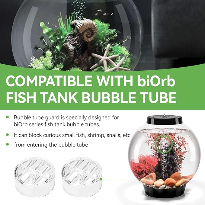 Bubble Tube Guard for biOrb, Acrylic Cover for Aquariums Bubble Tube, Transparent Bubble Accessories for biOrb Aquarium Fish Tanks, Keeps Objects, Fish, Snails, Shrimp Out of Filter, 2PCS