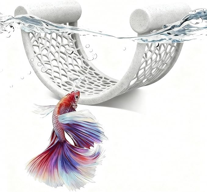 CPLIKE Marble Betta Fish Hammock - Floating Resting Platform for Bettas, Shrimp & Nano Fish - Elegant Aquarium Decor, Natural Stone Look Perch for Small Tanks