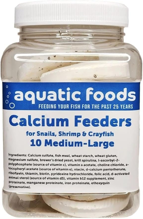 Calcium Feeder Medium-Large Shells. Extra Thick Shells for Shrimp, Snails, Crabs, Crayfish, Hermit Crabs and All Tropical Fish…10 Count Jar