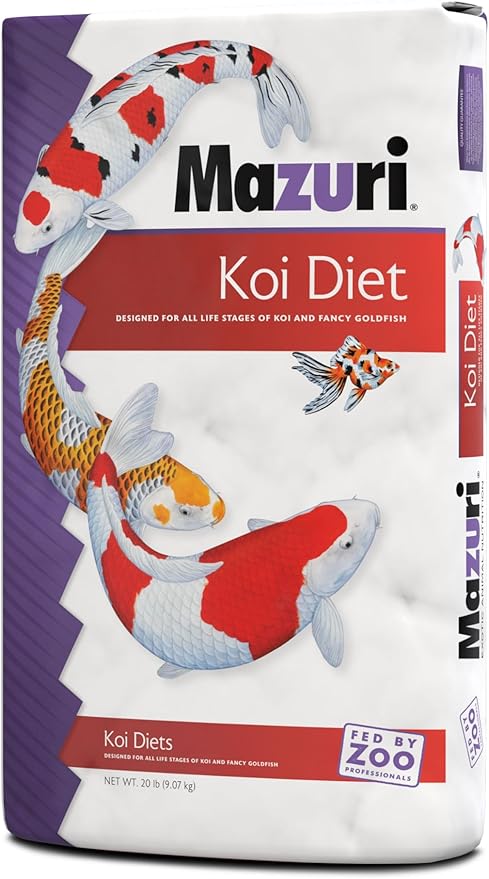 Mazuri Koi | Platinum Bits Nutritionally Complete Koi Fish Food | for Small Koi - 20 Pound (20 lb.) Bag