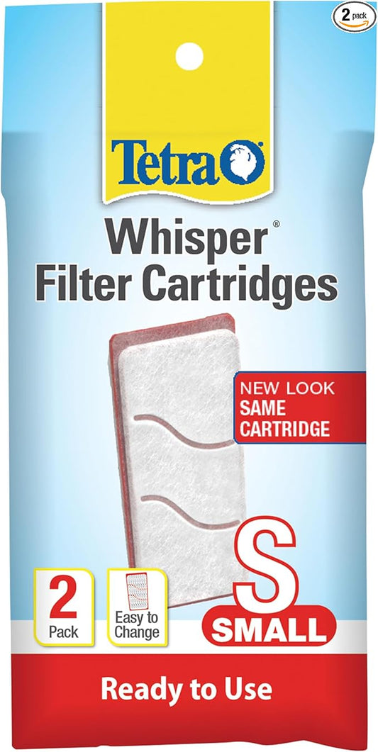 Tetra Whisper Small Filter Cartridges for Aquariums, 2 Count, Ready to Use, Fits Tetra Whisper Filters for Fish Tanks 1 - 4 Gal