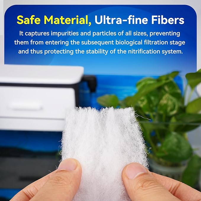 Borlech Aquarium Filter Floss Pad - Mechanical & Polishing Polyester Media for Fish Tank Filters, Ultra-Clear Water in No Time, 3/4" Thick (39.4” x 11.8”) 2 Pack