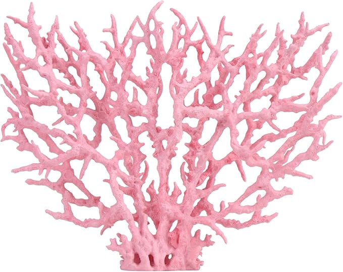 Aquarium Coral Plastic Vivid Artificial Coral Plant Ornament for Aquarium Underwater Fish Tank Pink (Large Size (37.4 X 18.9 X 6.7in))