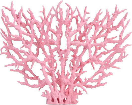 Aquarium Coral Plastic Vivid Artificial Coral Plant Ornament for Aquarium Underwater Fish Tank Pink (Large Size (37.4 X 18.9 X 6.7in))