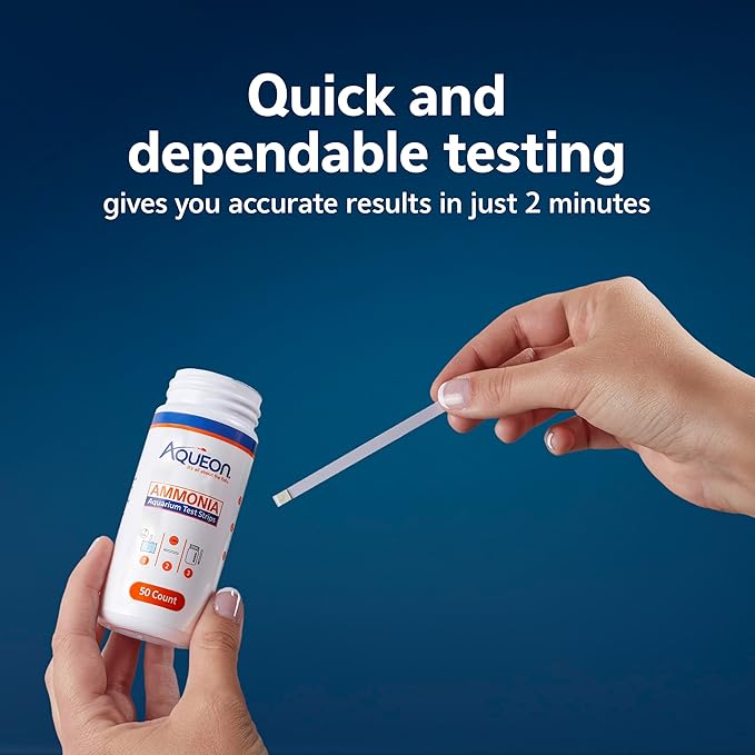 Aqueon Ammonia Aquarium Test Strips, Freshwater and Saltwater Aquariums, 50 Count