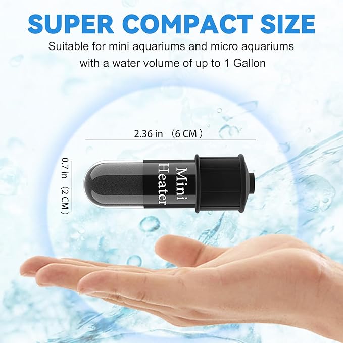 Small Aquarium Heater,Submersible Adjustable Mini Fish Tank Heater 10W,Betta Heater with External Temperature Controller,LED Temperature Display, Used for 1-2 Gallon