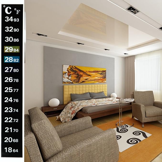 Aquarium Thermometer Strips Adhesive Sticker 64-93 Fish Tank Wine Jar 18C-34C Color-Changing Analog Display