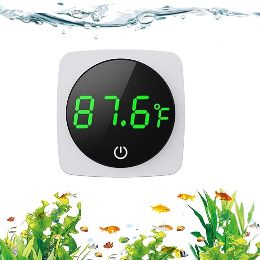 PAIZOO Aquarium Thermometer, LED Digital Fish Tank Thermometer High Accurate to ±0.9℉, Aquarium Fish Tank Accessories for Betta, Goldfish, Axolotl, or Aquatic Pet, White