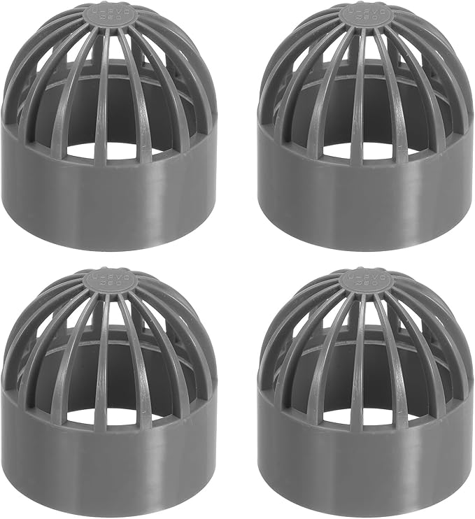 PATIKIL 2 Inch (50mm) Fish Cover Permeable Cap, 4 Pcs PVC Breathable Cap Aquarium Guard Fish Tank Intake Cover, Gray