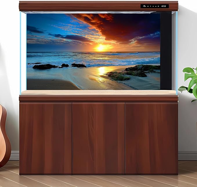 Sunset Beach Aquarium Background Sunrise Ocean Seashore Fish Tank Background Ocean Seascape Terrarium Backgrounds Amazing Sunrise Over Seacoast Sand Ocean Waves Reptile Tank Backgrounds 72x24in