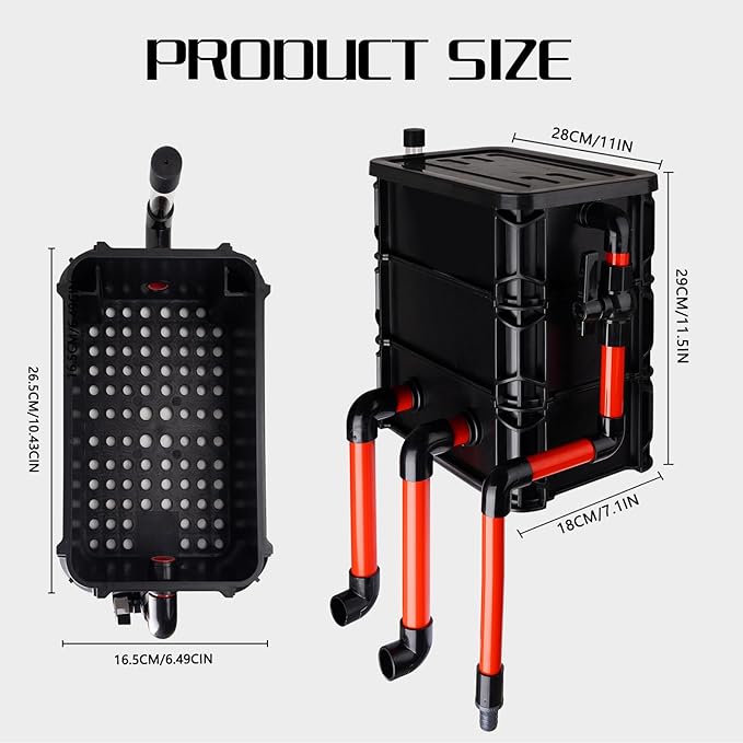 3-Layer Aquarium Filter Box for 10-55 Gal Fish Tank/Turtle Tank - Adjustable Water Inlet with 3 Filter Pads, External Fish Tank Filtration System