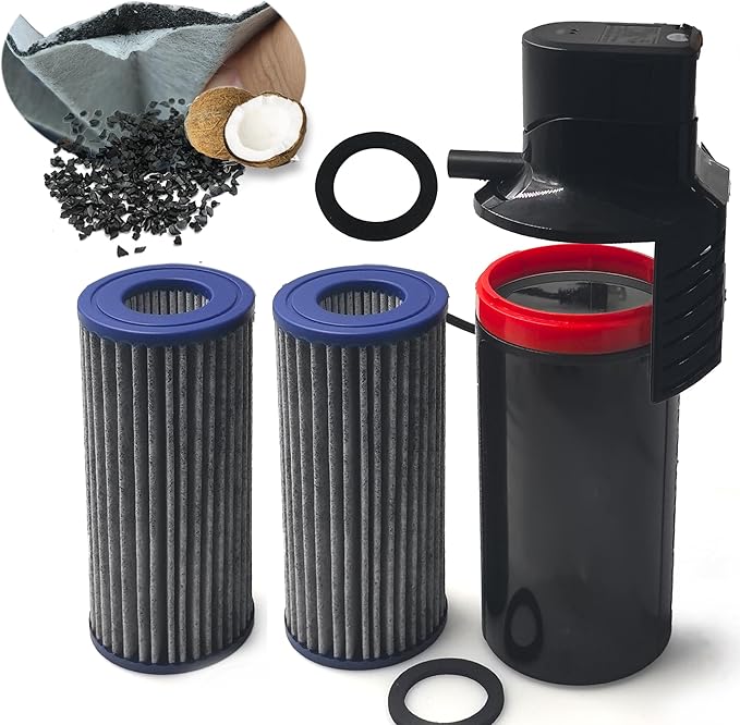 PurifyLogix 4PCS Upgraded Activated Carbon Micron Cartridge Replacement for Marineland Magnum Polishing Internal Canister Filters (ML90770), 2 Cartridge & 2 Rubber Gasket Compare to Part PA0140
