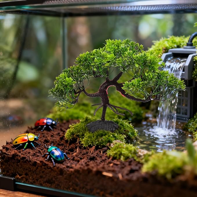 POPETPOP 2 Pcs Fish Tank Bonsai Ornament - Aquarium Landscaping Aquatic Plants, Plastic Bonsai Fish Tank Pine Tree for Aquarium Decor