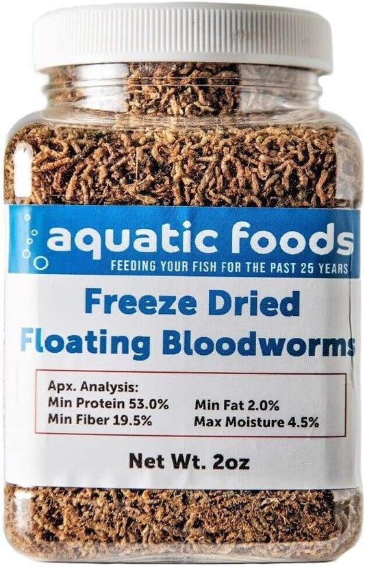 Bloodworms, Grade A Freeze Dried Bloodworms for All Tropical Fish, Cichlids, Discus, Tetras, Goldfish, Bettas, Angel Fish, Marine Fish... 2oz Small Jar