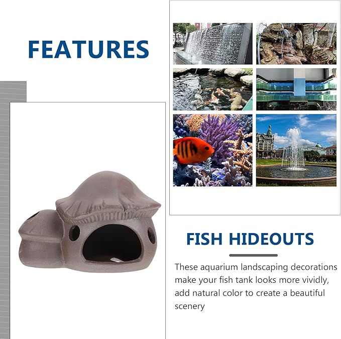 balacoo Sand Fish Tank Hideout Cave House Aquarium Hut Decor for Fish Shelter for Hiding Playing and Breeding Fun Landscape Ornament for Aquatic Environments