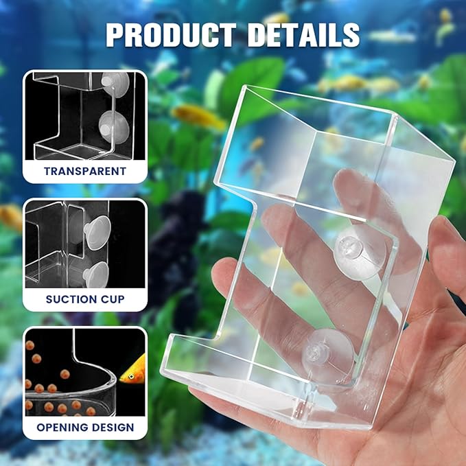 Fish Feeder for Aquarium, Acrylic Fishs Feeding Tube Ring with Suction Cup, No Mess Feeder Dish Accessories, Turtle Shrimp Fishs Tank Stand for Fish Tank,Preventing Food Scattering (Mix)