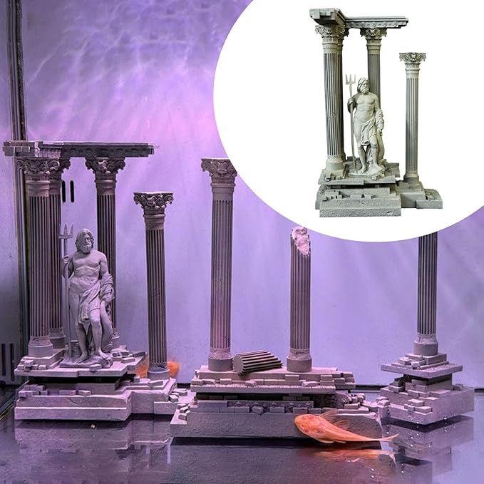 Baoblaze Roman Column Decoration Realistic Resin Aquarium Decor Fish Tank Accessories Landscape Decoration Roman Pillar Decor 18.5cm, Set C