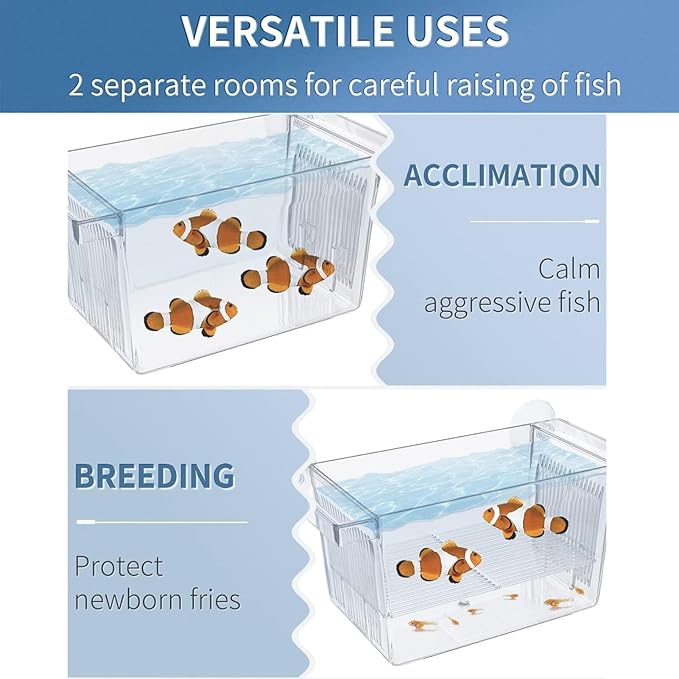 Generic Fish Breeding Tanks - Acrylic Hatchery Incubator Tank, Fish Tank Divider Acclimation Box | Floating Design Baby Fish Tank for Baby Fishes, Shrimp, Clownfish, Guppy, Aggressive Fishes