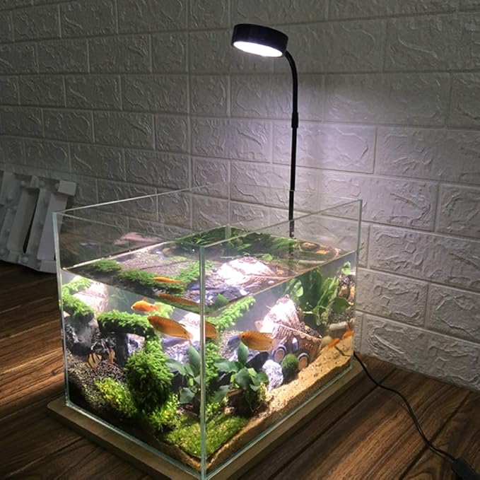 Full Spectrum LED Light with Bamboo Board Nano Fish Tank Light USB Powered 360 Degree Bettas Fish Tank Lights for Plant Growth(Size:L/27x28.5cm)