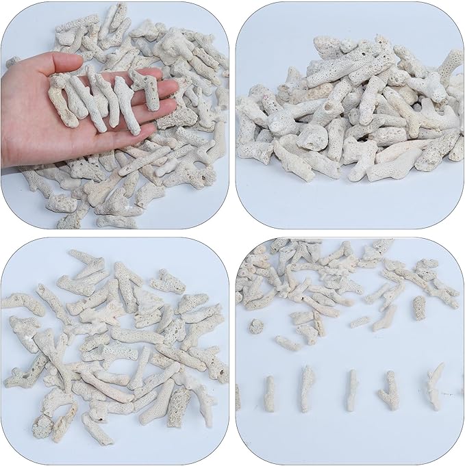 AnRui Natural Crushed Coral for Freshwater Aquarium, for Aquarium gh Corals to Raise ph in Freshwater Fish Tank Filter Media, 500g/1.1lb