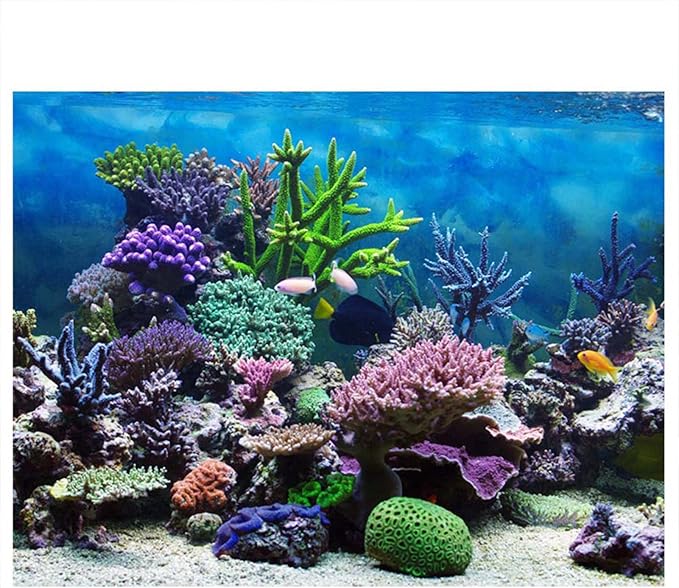 Fish Tank Poster, PVC Adhesive Fish Tank Decorations Pictures Aquarium Fish Tank Background Poster Underwater Backdrop Decoration Paper (122 * 61cm)