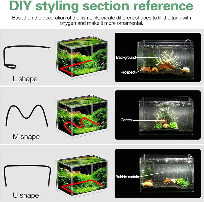 Air Stones for Aquariums,Deformable Long air Stone 60cm (23.6inches) Supple Aquarium air Stones fit for widely Aquarium air Pump, Rich Styling Aquarium Bubble Decorations wall