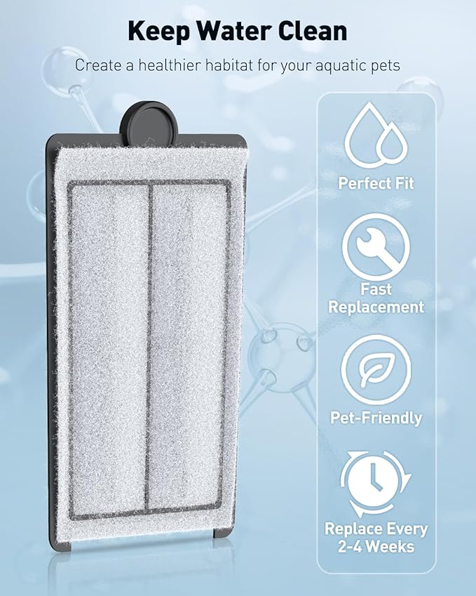 Pawfly 4 Pack Filter Cartridges for PHF-300S PRO Hang on Back Aquarium Filter, Fish Tank Filter Pad, Filter Media for Freshwater & Saltwater, White Aquarium Sponge for Filtration, 5" × 3.2"