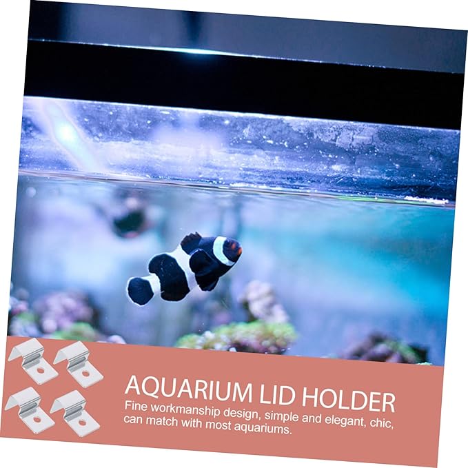 Kisangel 20pcs Stainless Steel Fish Tank Lid Support Clips Aquarium Glass Cover Brackets for Thick Glass Wear-Resistant Design for Easy Cleaning and Maintenance