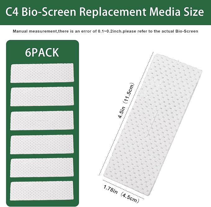Bio-Screen for Fluval C4 Power Filter, Replacement Aquarium Filter Media, 6PCS Bio Foam Replacement Set, Filter Media for Freshwater & Saltwater Aquariums
