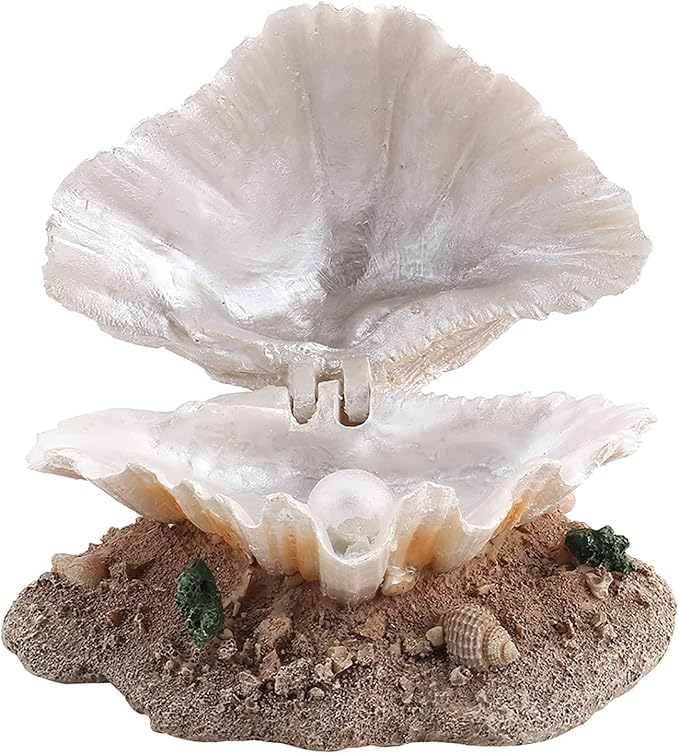 Cyrank Aquarium Decoration Fish Tank Simulation Resin Shell Pearl Bubbler Decor Coral Reefs Aerating Action Ornament Aquarium Landscaping Decoration