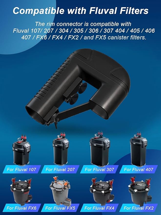 Rim Connector for Fluval 107 207 304 305 306 307 404 405 406 407 FX6 FX5 FX4 FX2,Aquarium Hose Rim Clip, Ribbed Hosing Bracket - 2 Pack