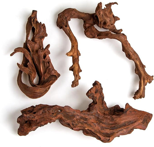 emours Mopani Aquarium Driftwood, Fish Tank Aquascape Wood for Shrimp & Betta, Also for Terrariums & Reptiles, Assorted Branches, 3-Pack Small (8-12 in / 20-30 cm)
