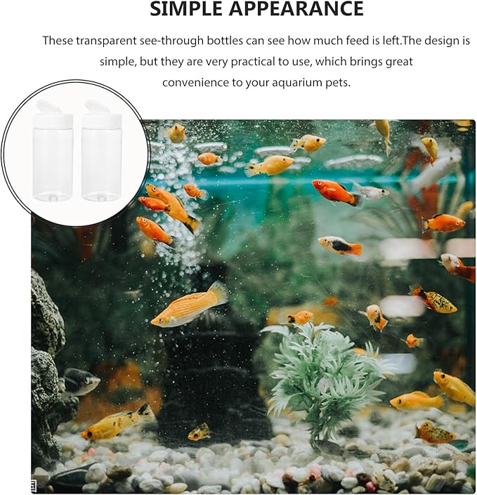 Mipcase Fish Food Containers 2pcs Dispenser Container Small Animals Feeding Bottles White Terrarium Plastic Round Fish Tank Aquarium Feeding Bottles
