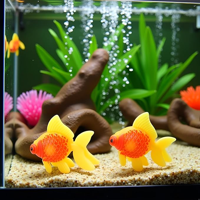 5 Pack Gold,Orange Artificial Aquarium Fishes Fake Fish Plastic Fish Aquarium Moving Fishes Ornament Decoration Orange Goldfish for Aquarium Fish Tank Aquarium Décor Thematic Ornaments,Aquarium Décor
