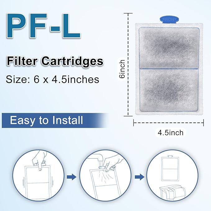 driamor 10 Pack PF-L Filter Cartridges Compatible with PF20, PF30, PF40 and PF75 Power Filters, Fish Tank Aquarium Filters Cartridge Replacement