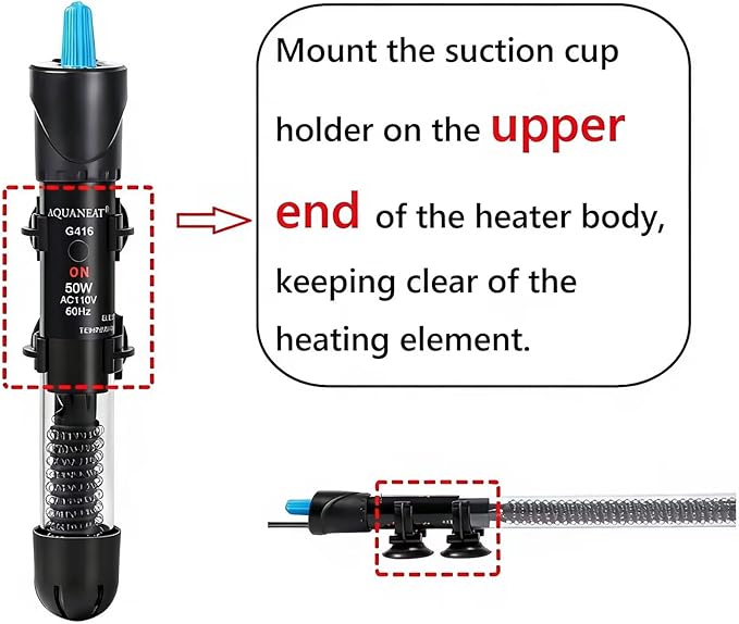 AQUANEAT Aquarium Heater, 50W Fish Tank Heater, Adjustable Submersible Water Thermostat with Thermometer
