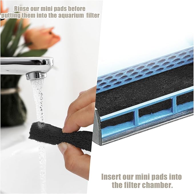 6pcs Filter Pads for Aqueon, Fish Tank Carbon Filter Pads Ammonia & Phosphate Reducer Aquarium Filter Cartridge Accessories for Aqueon QuietFlow LED PRO Model 10 (Black)