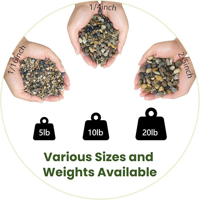 5LB Natural Aquarium Gravel, Small River Rocks for Fish Tank, Garden & Vase Decor - 1/4 Inch Pea Gravel, 4-8mm Polished Stones for Landscaping, Potted Plants, Terrarium