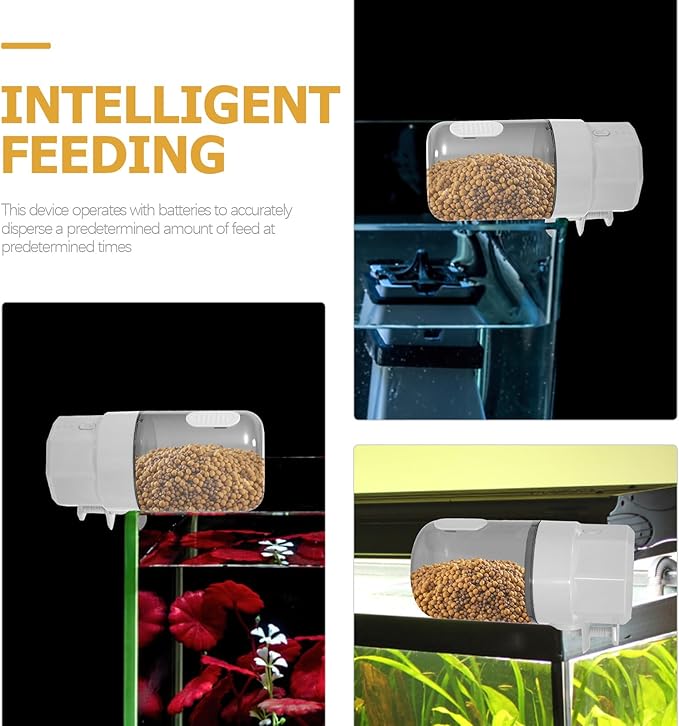 YARNOW Automatic Aquarium Fish Feeder with Timer, 3-Mode Adjustable Feeding for Small Koi and Goldfish Tanks, Battery-Free Automatic Dispenser for Turtles and Aquatic Pets