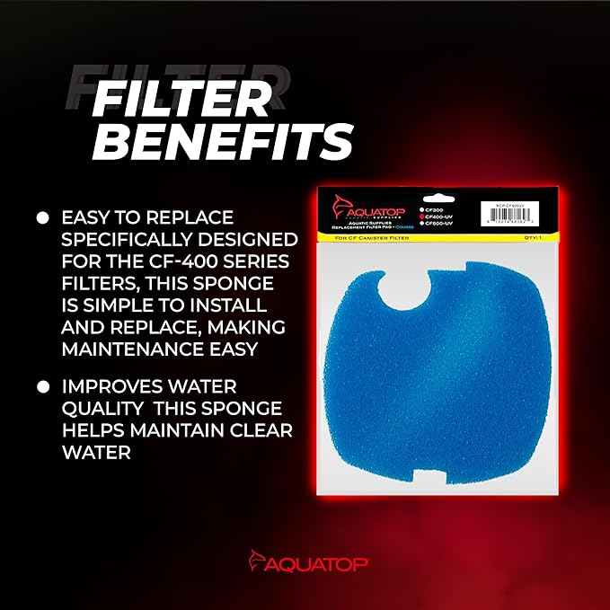 Aquatop Replacement Coarse Filter Sponge for CF-400 Series – Sponge Refills for Mechanical Filtration, Ideal for Clear Water, RCP-CF400