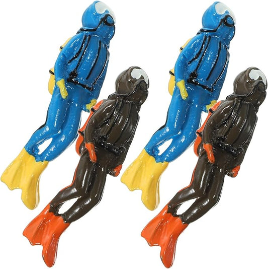 BESPORTBLE Scuba Diver Figurines: 4pcs Fish Tank Decorations, Resin Miniature People Set for Aquarium Landscape, Small Swimmer Model for Ocean Theme Cake Topper Sand Table