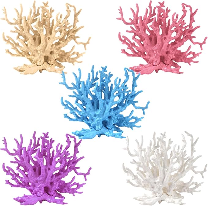 5 Pcs Coral Reef Decor Artificial Plastic Fake Faux Plants Aquarium Coral Fish Tank Decoration