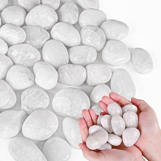White Pebbles for Indoor Plants 3.5 LB Small River Rocks 1"-1.5" Polished Decorative Stones Smooth Aquarium Gravel for Fish Tank Vases Planters Outdoor Landscaping Garden (56oz)
