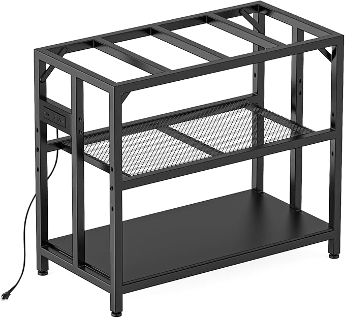 40 Gallon Fish Tank Stand with Power Outlets and Adjustable Shelf, 660LBS Capacity Metal Aquarium Stand for Turtle Tank, Reptile Terrarium and Breeder Tank, Suitable for Home Office, Black
