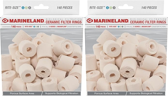 Marineland Ceramic Filter Rings, 140 Count, Support Biological Aquarium Filtration, Rite-Size S, T and X, Fit All C-Series and Magniflow Canister Filters
