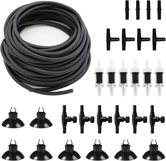 Premium 50FT 3/16inch Air Hose for Aquarium with Connector,Check Valve, Control Valve Accessories (Black, 50 ft.)