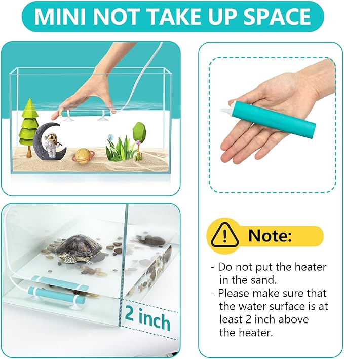 hygger Mini Submersible Aquarium Heater, Turtle and Betta Fish Tank Heater with Five-Key External Controller 78℉、82℉、86℉、90℉、94℉ for Freshwater Small Tank