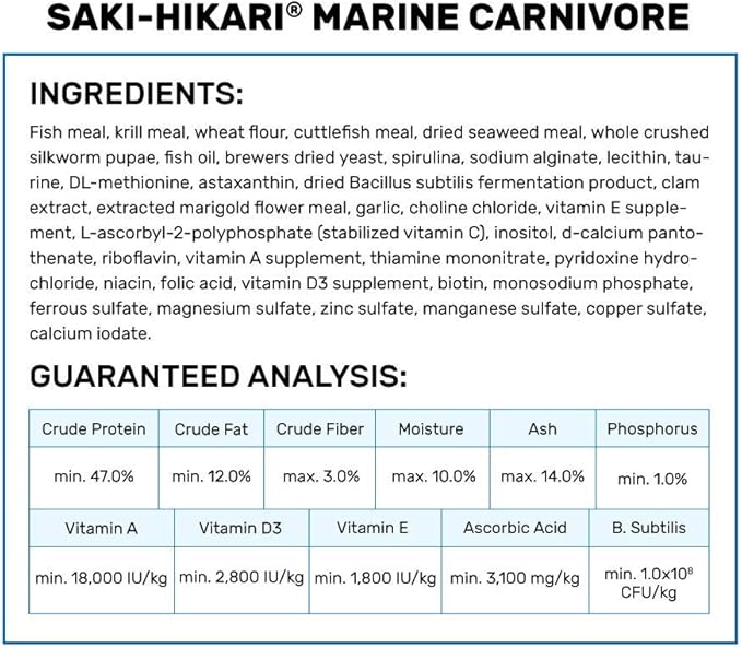Hikari 042220 Carnivore Medium Sinking Pellets Marine Fish Food, One Size