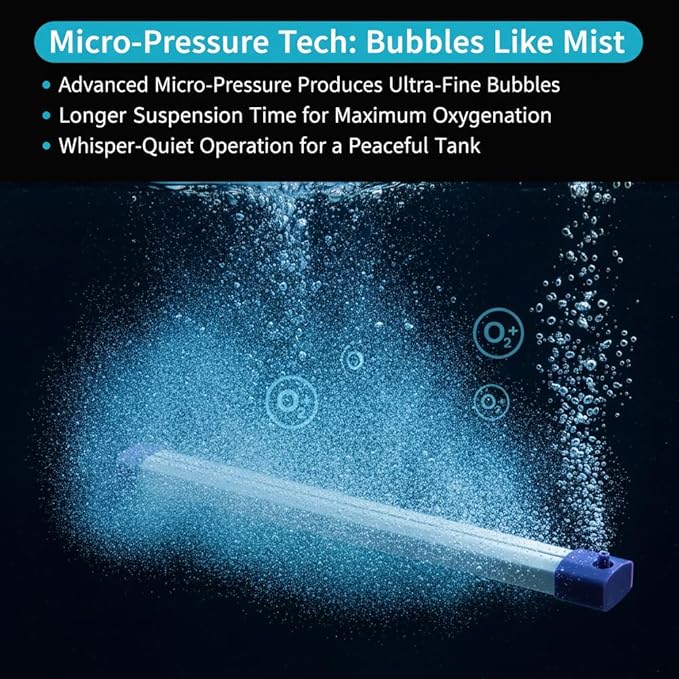 9.8 Inch Aquarium Bubble Strip, Quiet Oxygen Diffuser Bubble Curtain Wall, Self-Sinking Design, Fish Tank Bubbler Decorations for Freshwater Saltwater